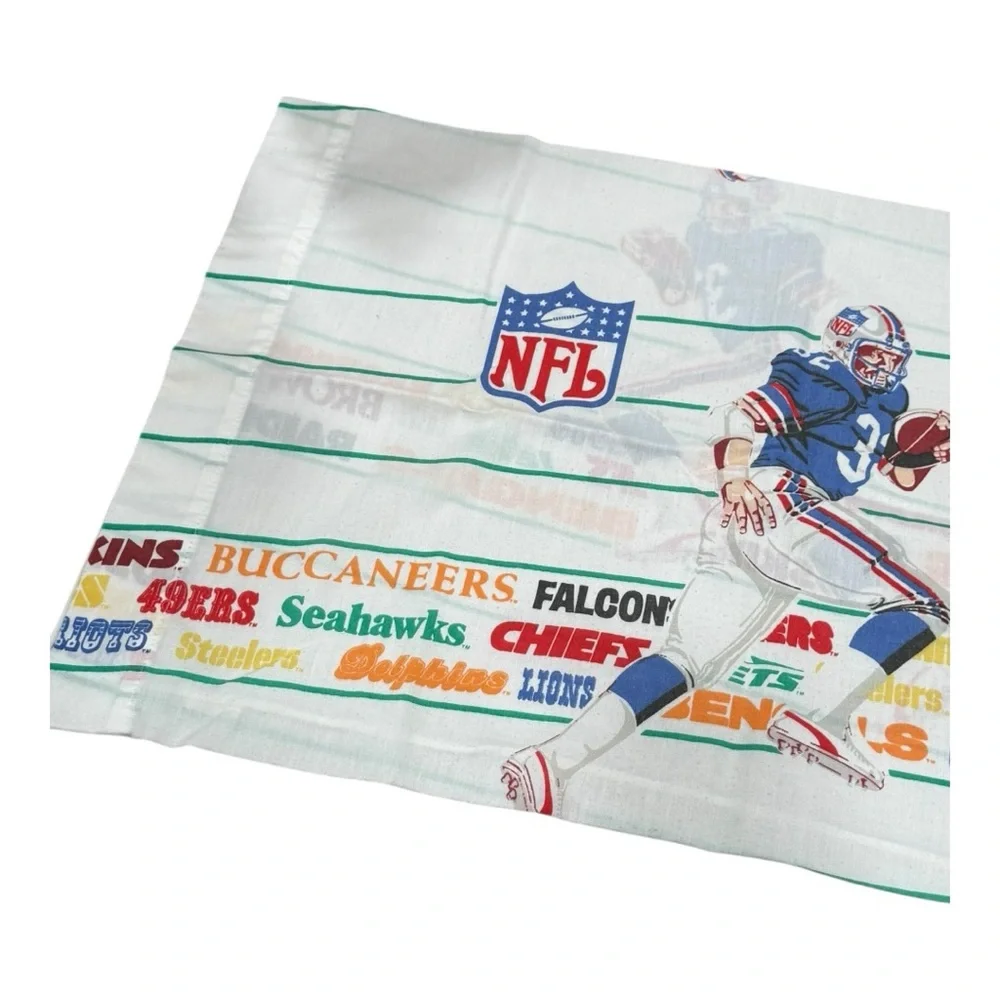 Vintage NFL Football Pillowcase All Teams Graphic Cotton USA Made Bibb 1970